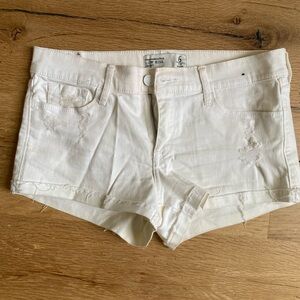 Abercrombie & Fitch White Jean Shorts Distressed Style